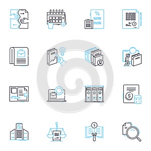 Graphic writing linear icons set. ypography, Design, Layout, Composition, Illustration, Creativity, Narrative line