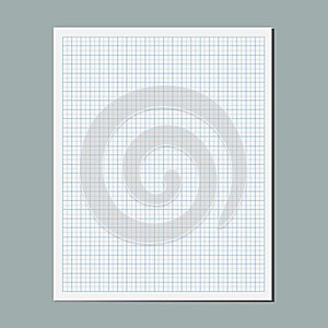 Graphical blank paper sheet, empty square coordinate grid lined plotting paper, student notebook page. Design template, mockup.
