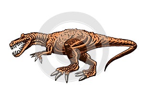 Graphical color raptor isolated for printing,tattoo,design.Vector dinosaur