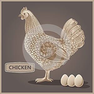 Graphical hen and eggs photo