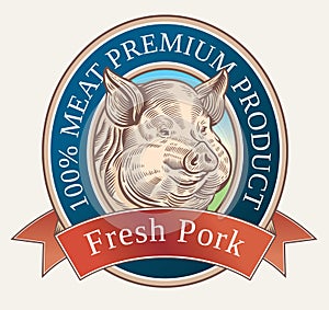 Graphical pig, label design.