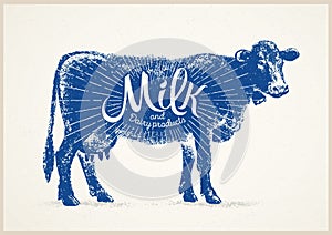 Graphical silhouette cow.