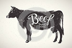Graphical silhouette cow. photo