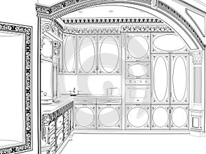 Graphical sketch of an interior apartment. photo