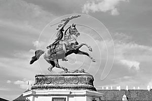 A graphical view of large-scale bronze equestrian statue of Archduke Karl by Anton Dominik Fernkorn, Vienna, Austria photo