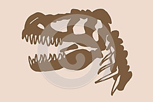 Graphical vintage skull of tyrannosaurus ,vector bones,fossils