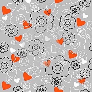 Graphically seamless pattern with flowers