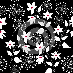 Graphically seamless pattern with flowers