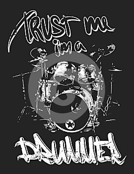 Graphics for Apparel, drums t-shirt design