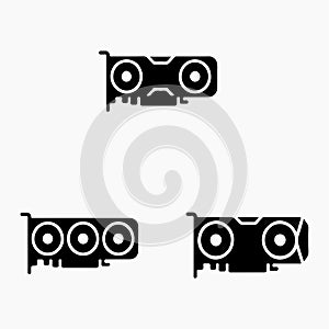 Graphics card computer part solid icons pack