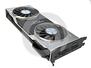 Graphics card. Modern gaming  GPU graphics processing unit isolated on white