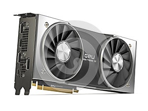 Graphics card. Modern gaming  GPU graphics processing unit isolated on white photo