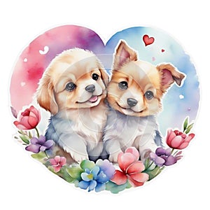 graphics of a cute couple of little dogs in love