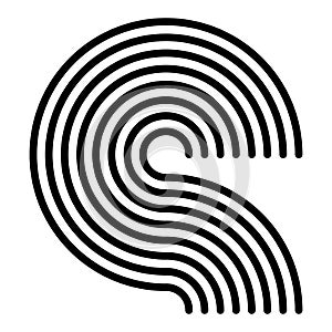 Graphics, icon, symbol made of parallel curved lines. Camber, flexure lines element