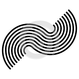 Graphics, icon, symbol made of parallel curved lines. Camber, flexure lines element