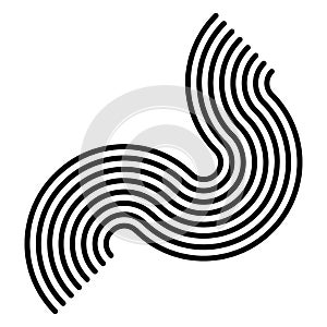 Graphics, icon, symbol made of parallel curved lines. Camber, flexure lines element photo