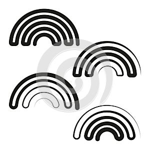 Graphics, icon, symbol made of parallel curved lines. Camber, flexure lines element. Vector illustration.