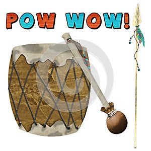 Graphics of Native American Indian Drum