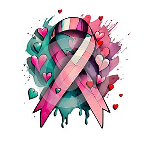 graphics pink ribbon on a white background symbol of the fight against breast cancer