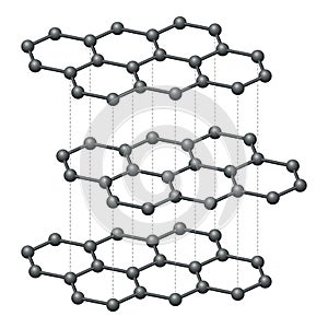 Graphite layers, three-dimensional schematic diagram of carbon atoms photo