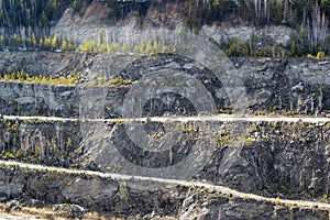 Graphite quarry. Open pit mining of graphite