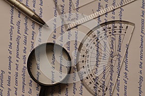 Graphological examination of writing - attributes of a graphologist photo