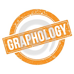 GRAPHOLOGY text on orange grungy round stamp