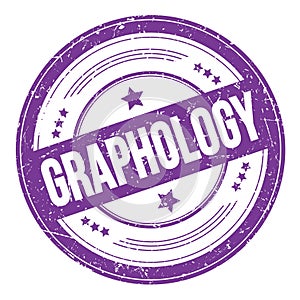 GRAPHOLOGY text on violet indigo round grungy stamp