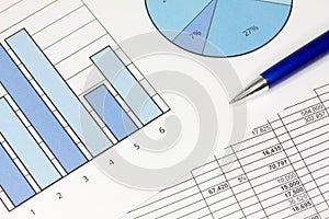 Graphs in Blue with Spreadsheet and Pen