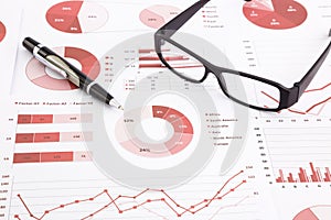 Graphs, charts, data analysis and summarizing report photo