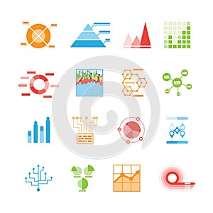 Graphs and charts icons or infographic elements