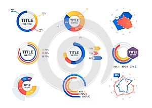 Graphs and charts set. Statistic and data