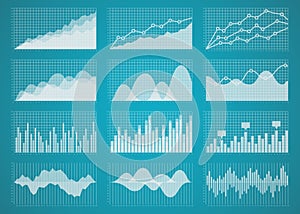 Graphs and charts vector set