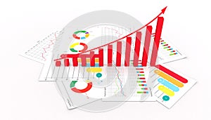 Graphs of financial analysis business market success invest 3d illustration