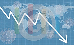 Graphs representing the global or world stock market crash or economic recession due to Coronavirus or covid 19 outbreak