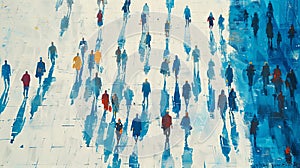 grapic illustration of an aerial view of a crowd of people