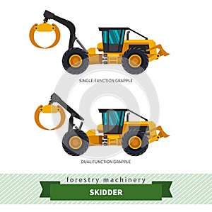 Grapple skidder forestry vehicle