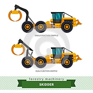 Grapple skidder forestry vehicle