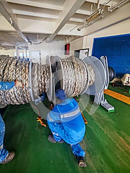 Grasing  aft  winch on board a ship