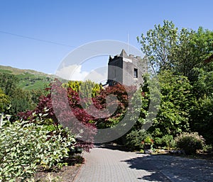 Grasmere village church Cumbria uk popular tourist destination English Lake District National Park