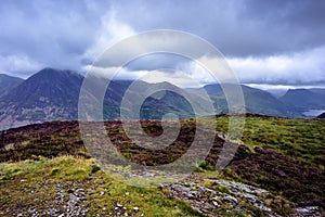 Grasmoor in clouds from Melbreak