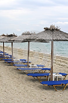 Grass beach umbrellas