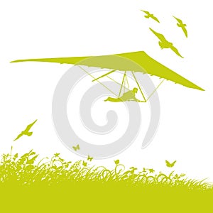 Grass, birds and hang gliders