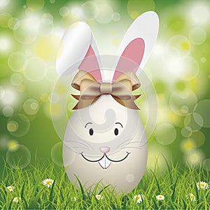 Grass Bokeh Easter Egg Rabbit Funny Face