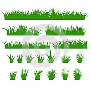 Grass Borders Set, Green Tufts vector