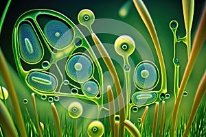 Grass cells under the microscope. Generative AI