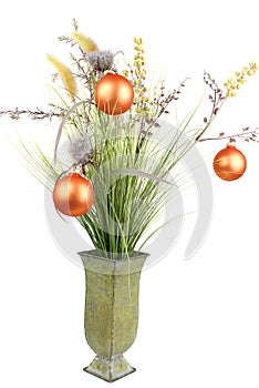 grass with christmas decoration.