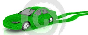 Grass covered car - eco green transport