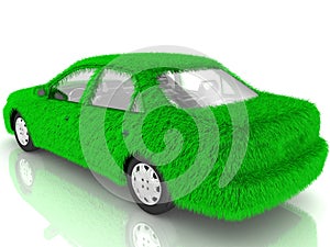 Grass covered car - eco green transport