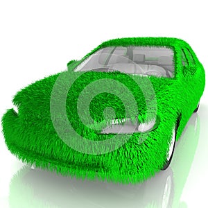 Grass covered car - eco green transport